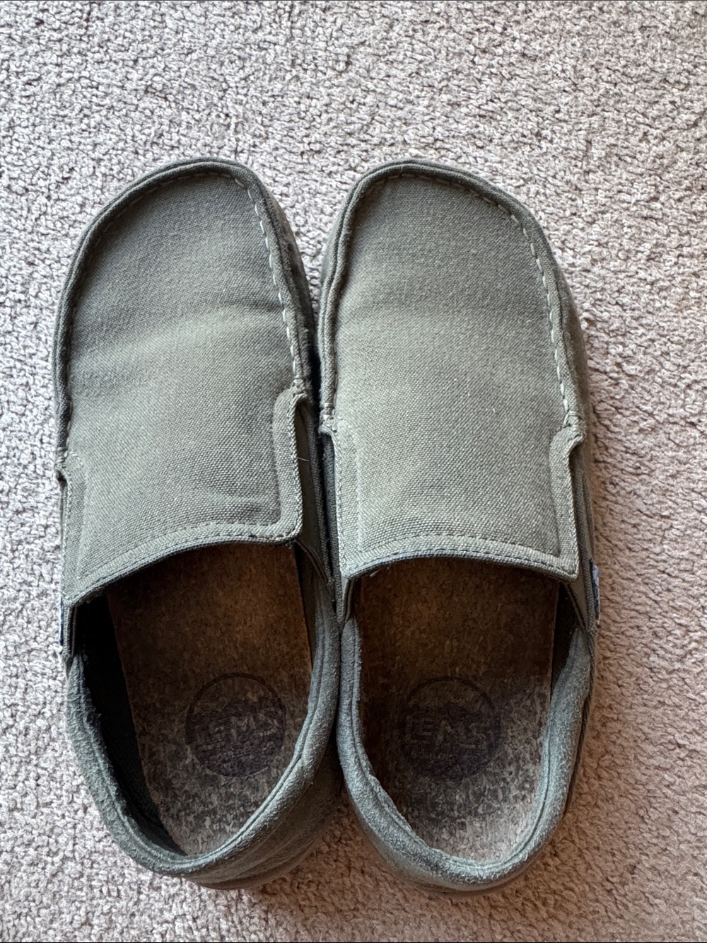 Lems Drifter Casual Slip-On Canvas Loafers in Olive Green